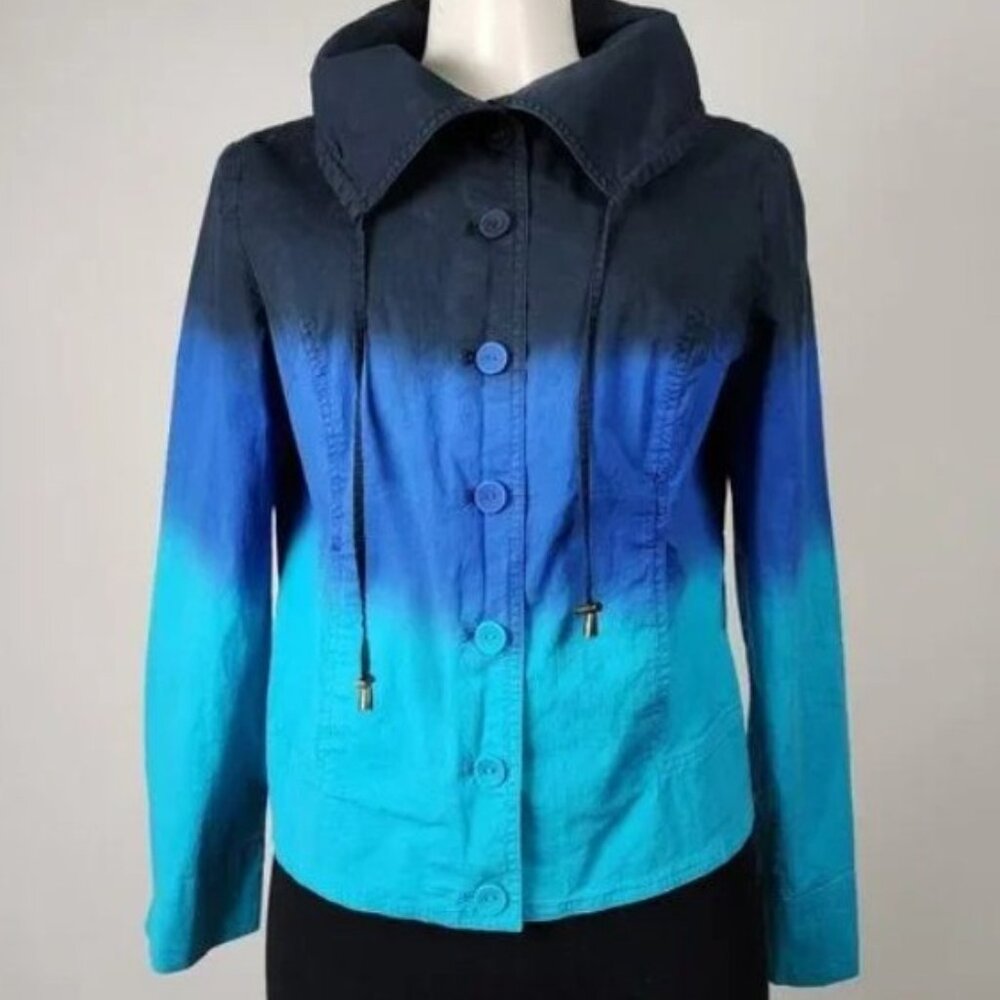 Spanner Cotton Blue Hombre Button Up Jacket Size 12